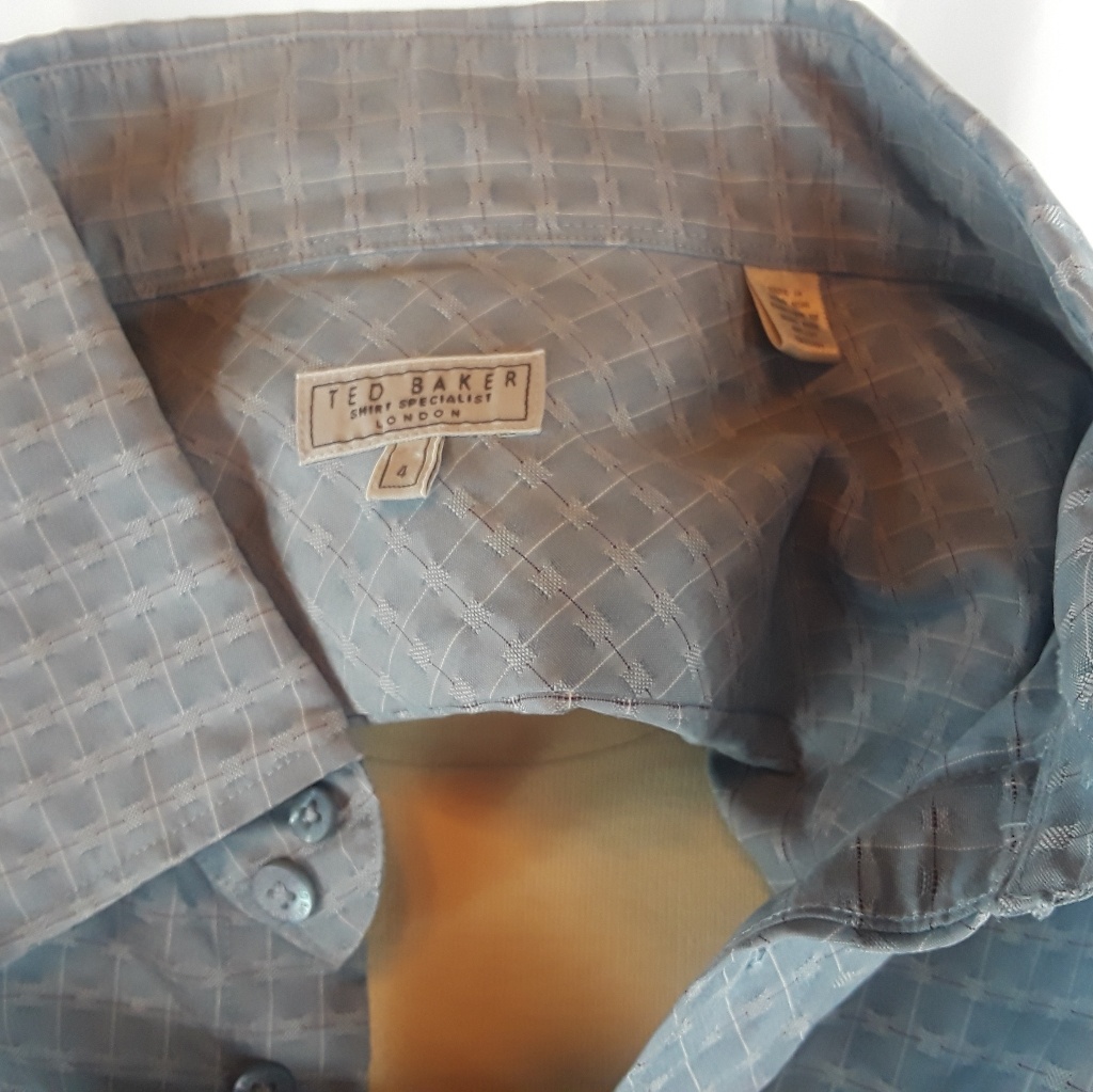 Ted Baker London Shirt Xl Gray Geometric Checks